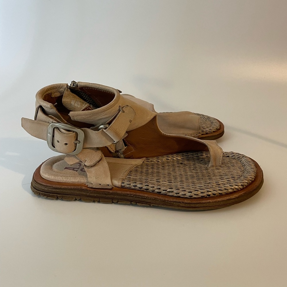 A.S.98 Beige Leather Sandals